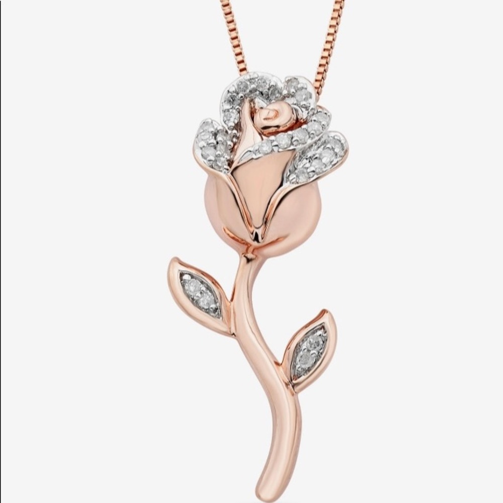 Beauty and the Beast Rose Pendant Necklace